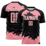 Maglia astratta rosa-bianca nera di medie dimensioni, frammento personalizzato, uniforme da calcio