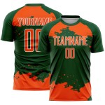 Maglia da calcio personalizzata verde arancione-bianca con frammento uniforme astratto di arte sublimatica