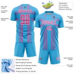 Maglia da calcio personalizzata Sky Lines rosa-bianca blu con stampa sublimatica