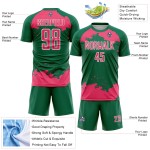Maglia da calcio personalizzata, motivo Kelly, rosa-bianco verde, frammento astratto, sublimazione, neon