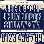 Maglia da calcio personalizzata con frammento astratto, stampata a sublimazione, uniforme blu navy, crema e bianco