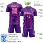 Maglia da calcio personalizzata con linee viola e stampa sublimatica rosa-bianca