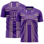 Maglia da calcio personalizzata con stampa sublimatica viola e crema