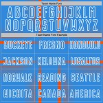 Maglia da calcio personalizzata con linee di sublimazione blu polvere arancione e bianco