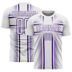 Maglia da calcio viola uniforme con linee sublimatiche bianche personalizzate