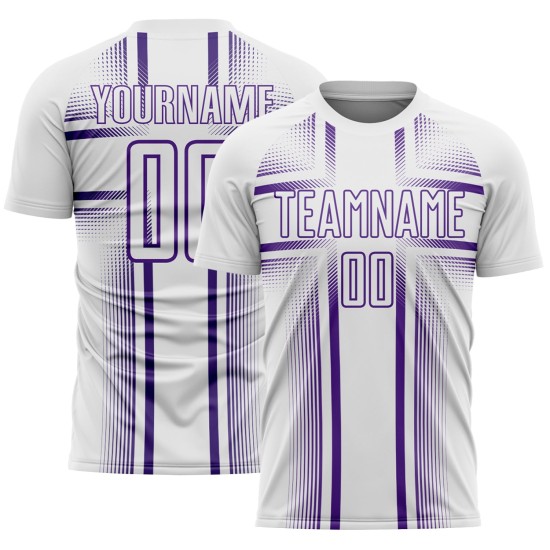Maglia da calcio viola uniforme con linee sublimatiche bianche personalizzate