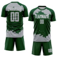 Frammento personalizzato di uniforme grigio-bianca con sublimazione, maglia verde, arte astratta del calcio