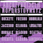 Maglia da calcio nera personalizzata con stampa a sublimazione, motivo astratto viola-bianco di medie dimensioni