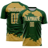 Frammento di maglia da calcio, uniforme verde, arte astratta oro-bianco, stampa a sublimazione personalizzata