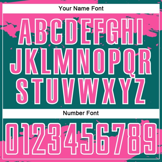 Maglia da calcio personalizzata con frammento astratto color verde acqua, uniforme rosa-bianca, stampata a sublimazione artistica