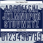 Maglia da calcio blu navy argento-bianca, frammento di uniforme astratta personalizzata, stampata a sublimazione artistica