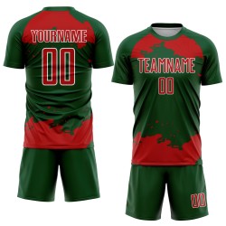 Maglia da calcio personalizzata con stampa artistica a sublimazione astratta, frammento verde-rosso-bianco