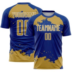 Maglia personalizzata in oro e bianco con stampa a sublimazione astratta, frammento reale, calcio antico