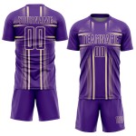 Maglia da calcio personalizzata con stampa sublimatica viola e crema