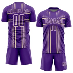 Maglia da calcio personalizzata con stampa sublimatica viola e crema