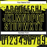 Frammento di maglia gialla con stampa sublimatica uniforme nera, arte astratta al neon personalizzata da calcio