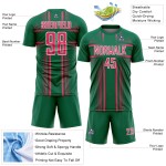 Maglia da calcio personalizzata con stampa a sublimazione al neon, linee Kelly Green, uniforme rosa-bianca