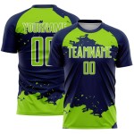 Maglia da calcio Frammento Neon Sublimazione Artistica Uniforme Personalizzata Astratto Blu Navy Verde-Bianco
