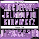 Maglia da calcio nera personalizzata con stampa a sublimazione, motivo astratto viola-bianco di medie dimensioni