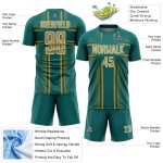 Maglia da calcio personalizzata Old Lines Sublimation Uniform Teal Oro-Bianco