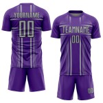 Maglia da calcio Purple Lines grigio-nera personalizzata con stampa a sublimazione