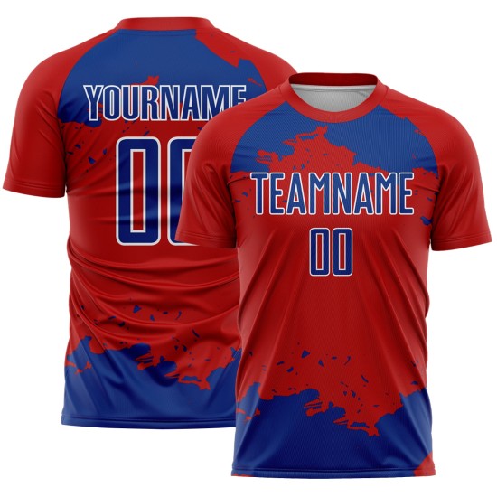 Maglia astratta rossa sublimazione frammento personalizzato arte uniforme calcio bianco-reale