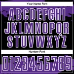 Maglia da calcio astratta personalizzata, frammento nero, arte uniforme viola-bianca, sublimazione