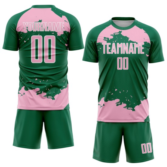 Frammento uniforme sublimazione maglia verde rosa-bianca arte astratta personalizzata calcio Kelly Light