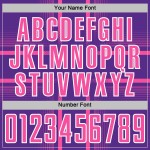 Maglia da calcio personalizzata con linee viola e stampa sublimatica rosa-bianca