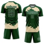 Maglia da calcio personalizzata con frammento astratto, uniforme, arte verde crema-bianco