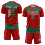 Frammento di arte personalizzata da calcio verde-bianco, maglia uniforme rossa, astratto, sublimazione Kelly