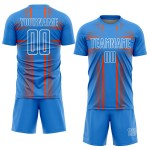 Maglia da calcio personalizzata con linee di sublimazione blu polvere arancione e bianco