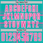 Maglia da calcio personalizzata con linee uniformi rosa-bianche, stampa a sublimazione, acquamarina