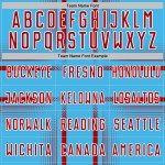 Maglia da calcio personalizzata con sublimazione, linee blu, uniforme rossa e bianca