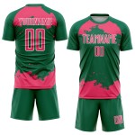 Maglia da calcio personalizzata, motivo Kelly, rosa-bianco verde, frammento astratto, sublimazione, neon
