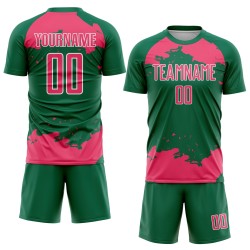 Maglia da calcio personalizzata, motivo Kelly, rosa-bianco verde, frammento astratto, sublimazione, neon