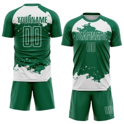Maglia da calcio Kelly bianca personalizzata con tecnica di sublimazione, frammento astratto verde