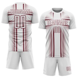 Maglia da calcio personalizzata con linee bordeaux e stampata a sublimazione bianca
