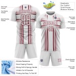 Maglia da calcio bianca con linee cremisi stampate a sublimazione personalizzata