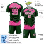 Maglia da calcio personalizzata con stampa a sublimazione astratta, verde, rosa e bianco, frammento uniforme