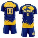 Maglia da calcio personalizzata con frammento di uniforme artistica astratta, stampata a sublimazione, colore giallo-bianco
