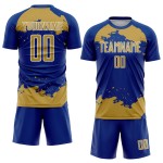 Maglia personalizzata in oro e bianco con stampa a sublimazione astratta, frammento reale, calcio antico