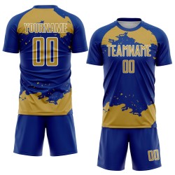 Maglia personalizzata in oro e bianco con stampa a sublimazione astratta, frammento reale, calcio antico
