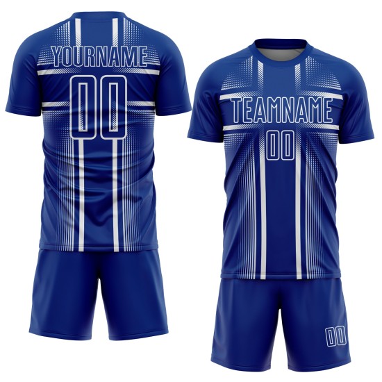 Maglia da calcio uniforme Royal Lines Sublimazione bianca personalizzata
