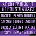 Maglia da calcio astratta personalizzata, frammento nero, arte uniforme viola-bianca, sublimazione