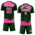 Maglia da calcio personalizzata con stampa a sublimazione astratta, verde, rosa e bianco, frammento uniforme