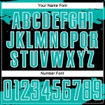 Maglia artistica con sublimazione, frammento di uniforme da calcio personalizzata, astratta, nera, acquamarina e bianca