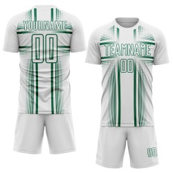 Maglia da calcio verde uniforme bianca con linee sublimatiche Kelly Custom
