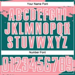 Maglia da calcio personalizzata con stampa a sublimazione di medie dimensioni, motivo astratto, rosa e bianco, frammento verde acqua