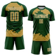 Frammento di maglia da calcio, uniforme verde, arte astratta oro-bianco, stampa a sublimazione personalizzata